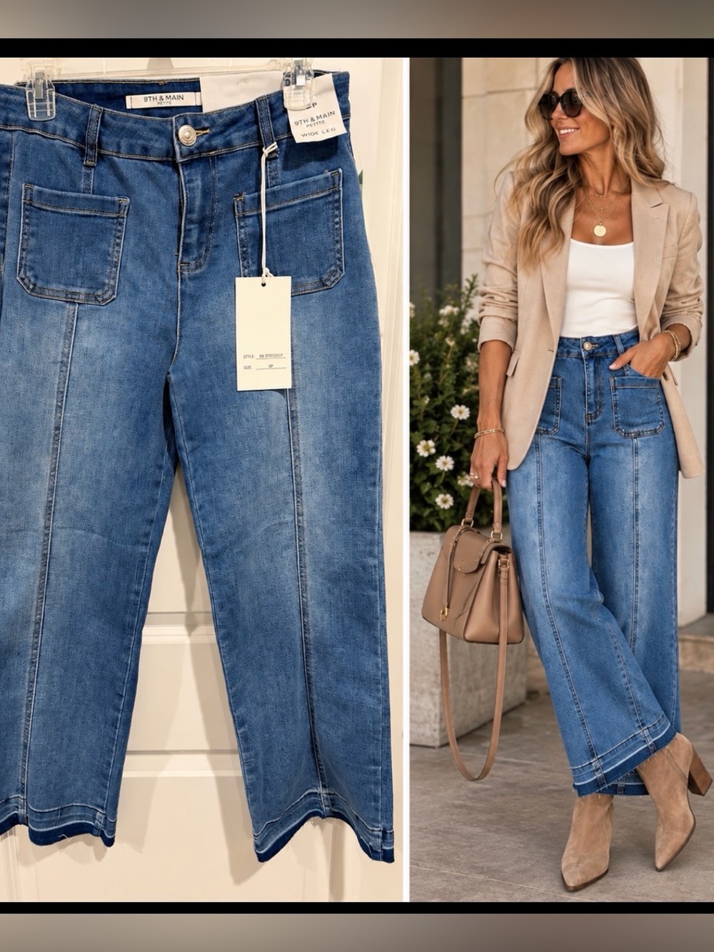 NWT 9th & Main High-Rise Cropped Wide-Leg denim Jeans sz 6P
